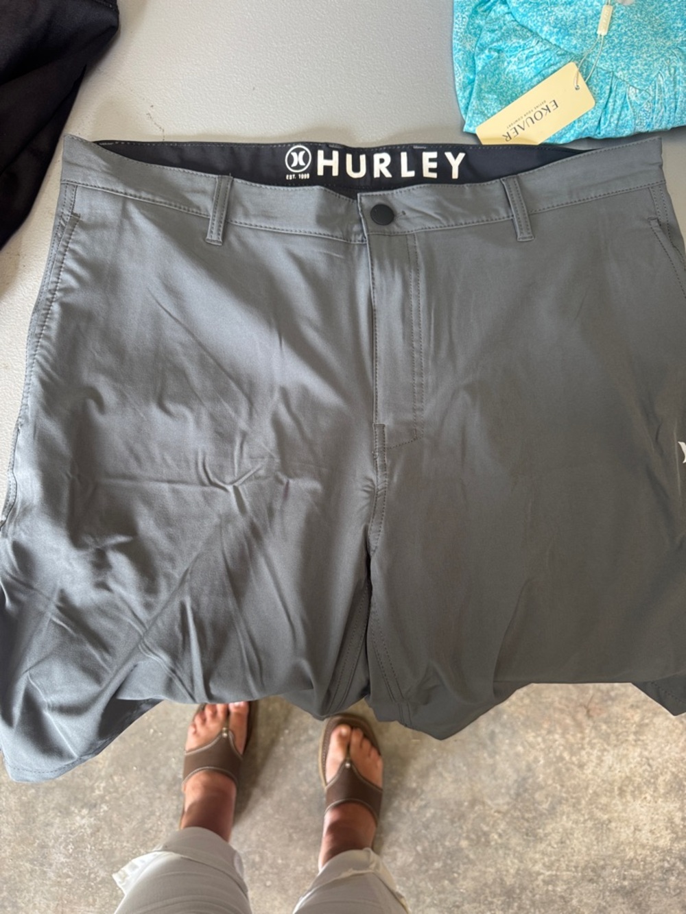 Hurley Men's Dark Gray Athletic Shorts with Branded Waistband